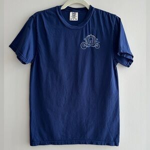 Comfort Colors Navy Blue Disney Cinderella Carriage Embroidered Short Sleeve Tee